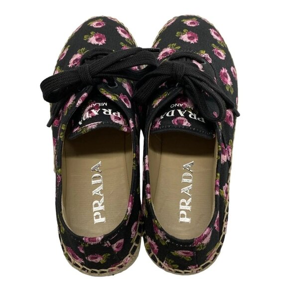 PRADA espadrille shoes Black Pink Chemical Fiber Hemp - Sneakers 434-070925 - Picture 8 of 12